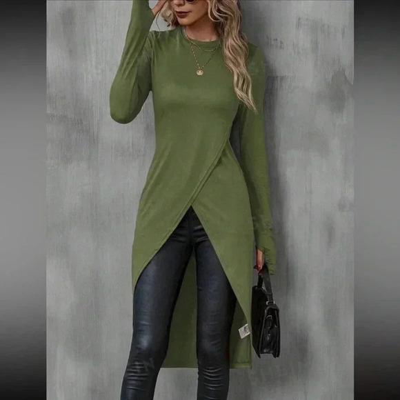 Green thigh split dress‎ - Picture 1 of 3